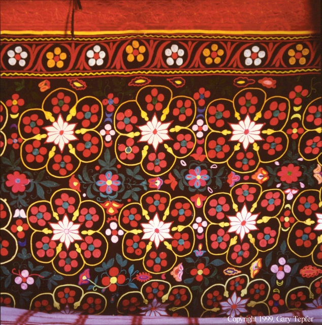 Embroidery, Yurt interior at Aral Talgoi